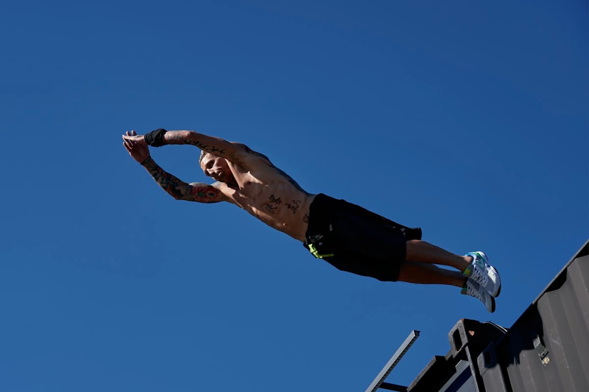 Lifter preparing for a heavy barbell lift in a serious training environment